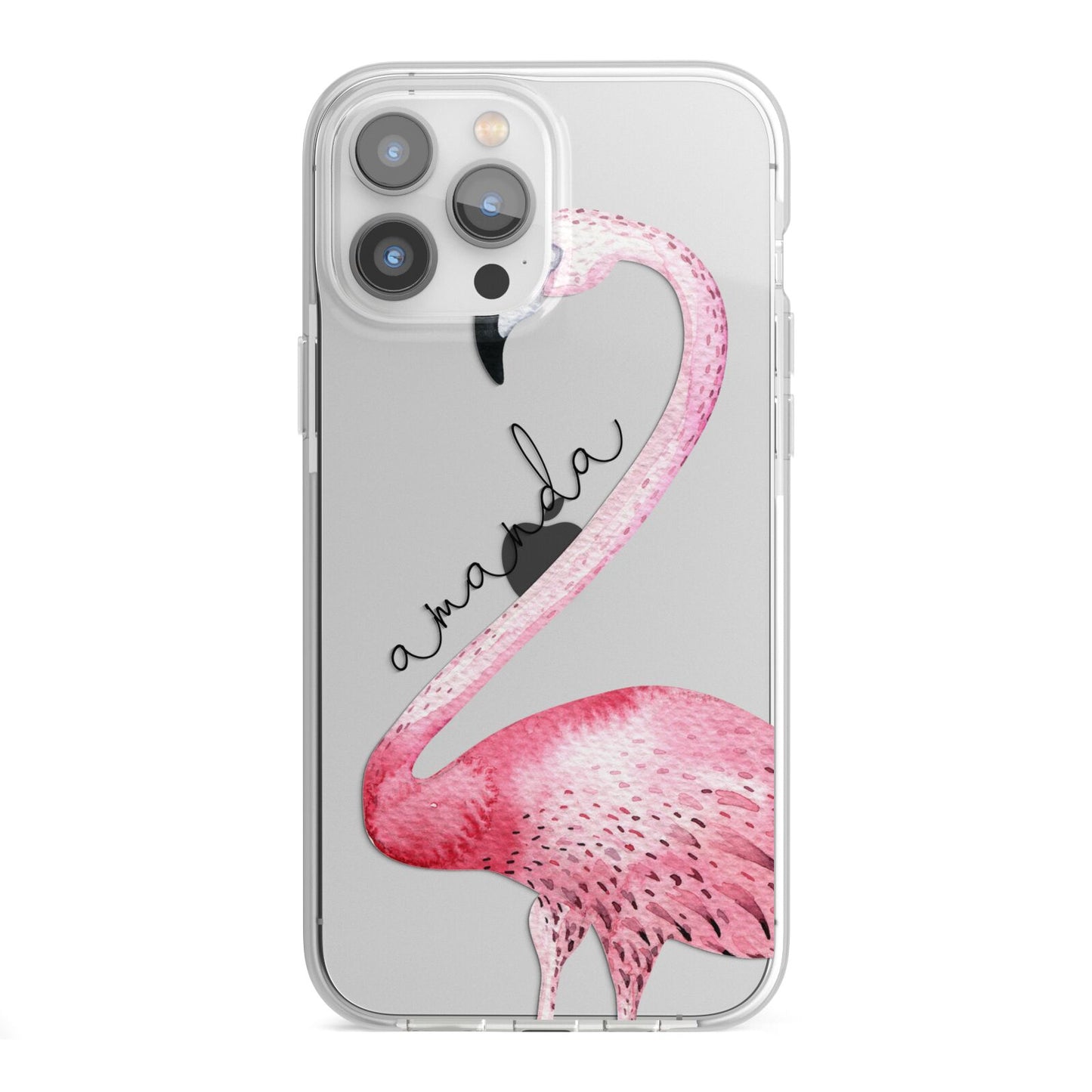 Personalised Flamingo iPhone 13 Pro Max TPU Impact Case with White Edges
