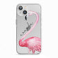 Personalised Flamingo iPhone 13 TPU Impact Case with White Edges