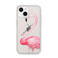 Personalised Flamingo iPhone 14 Clear Tough Case Starlight