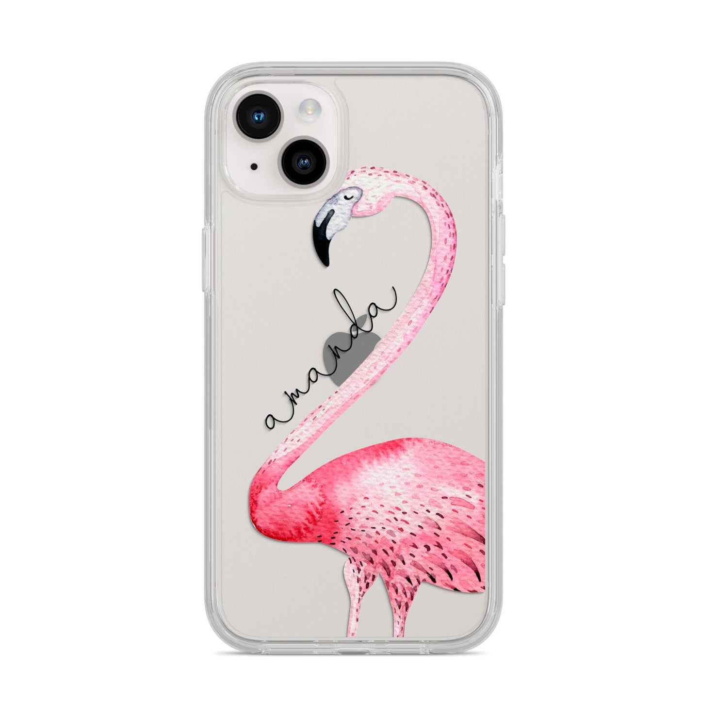 Personalised Flamingo iPhone 14 Plus Clear Tough Case Starlight