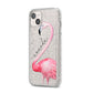Personalised Flamingo iPhone 14 Plus Glitter Tough Case Starlight Angled Image