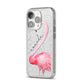 Personalised Flamingo iPhone 14 Pro Glitter Tough Case Silver Angled Image