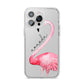 Personalised Flamingo iPhone 14 Pro Max Clear Tough Case Silver