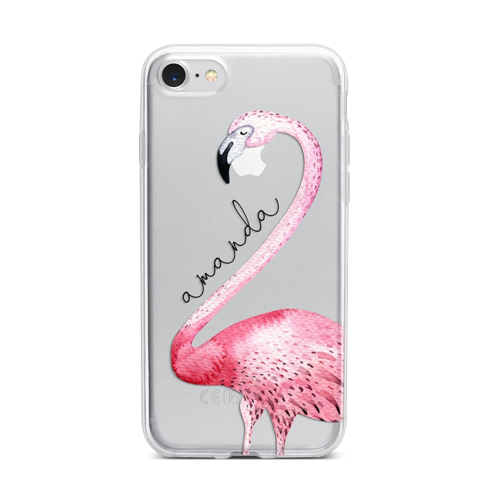Personalised Flamingo iPhone 7 Bumper Case on Silver iPhone
