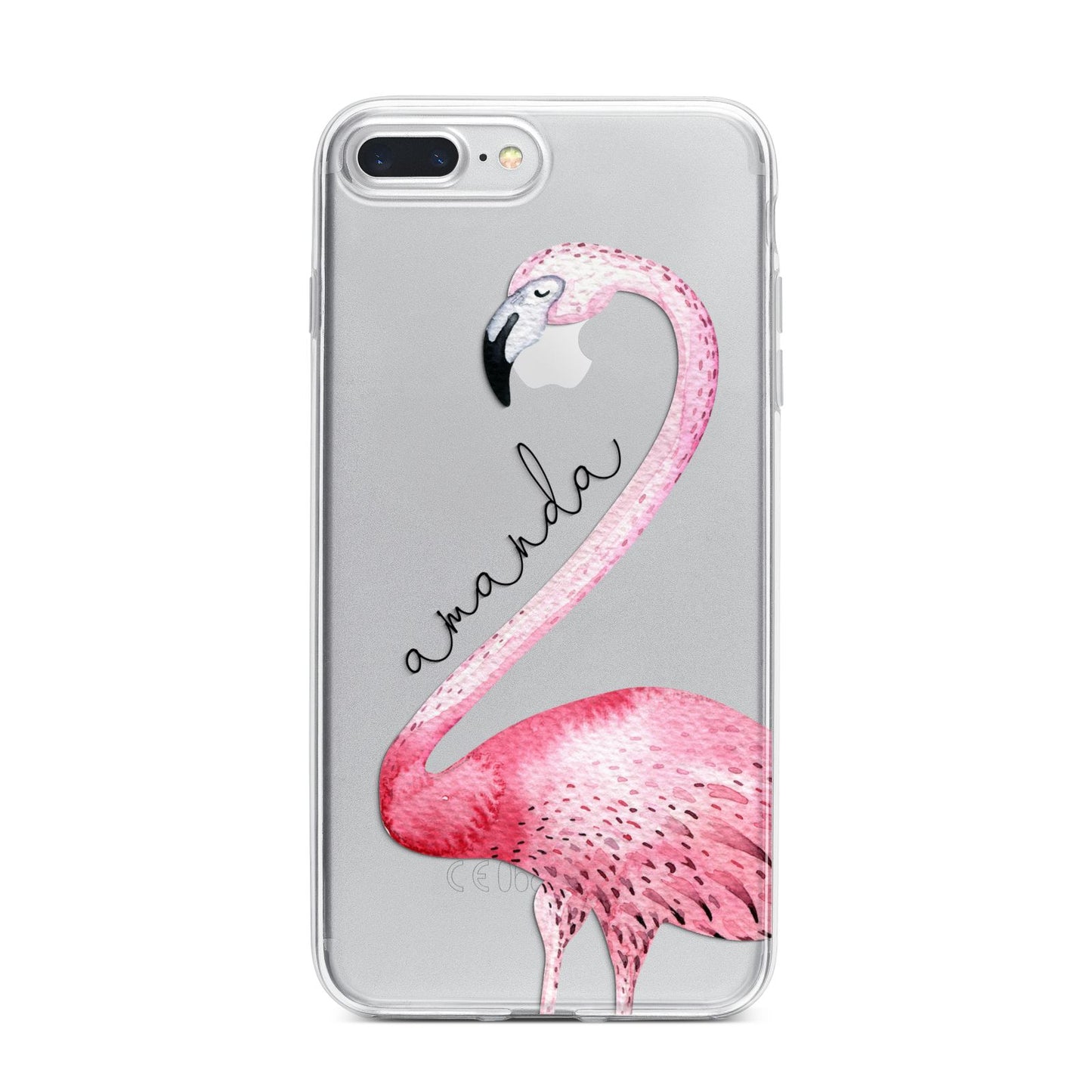 Personalised Flamingo iPhone 7 Plus Bumper Case on Silver iPhone