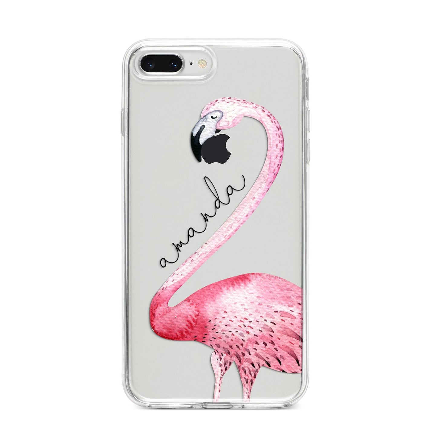 Personalised Flamingo iPhone 8 Plus Bumper Case on Silver iPhone