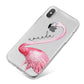Personalised Flamingo iPhone X Bumper Case on Silver iPhone