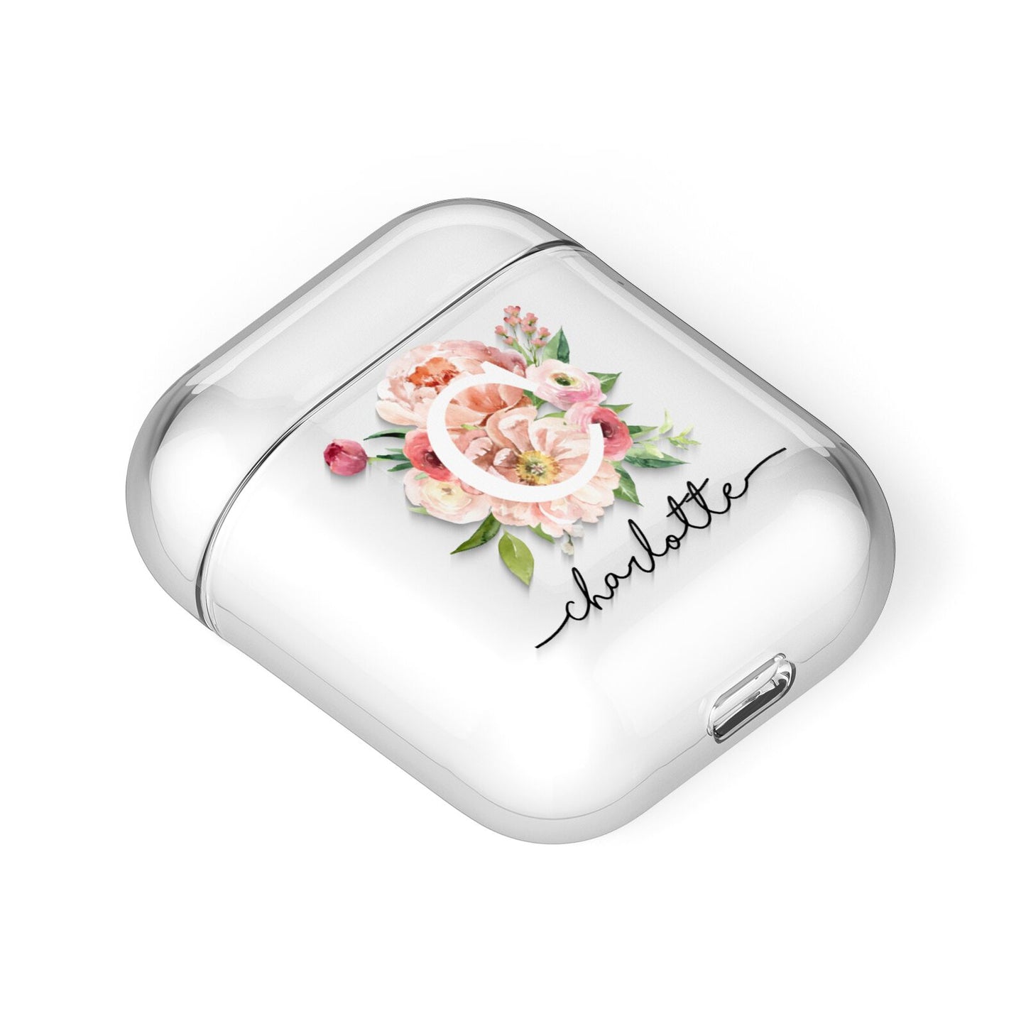Personalised Floral AirPods Case Laid Flat