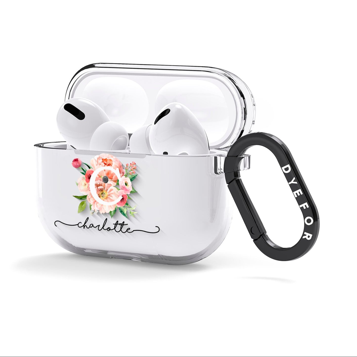Personalised Floral AirPods Clear Case 3rd Gen Side Image