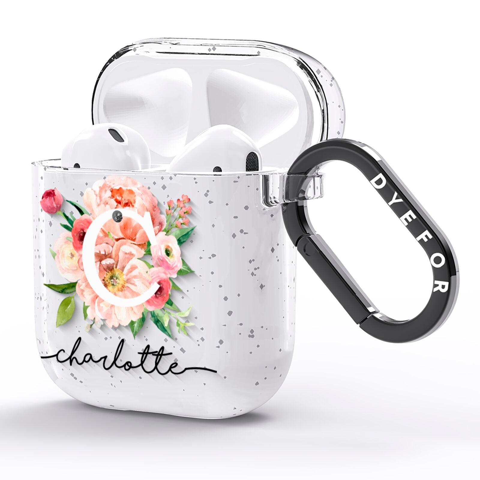 Personalised Floral AirPods Glitter Case Side Image