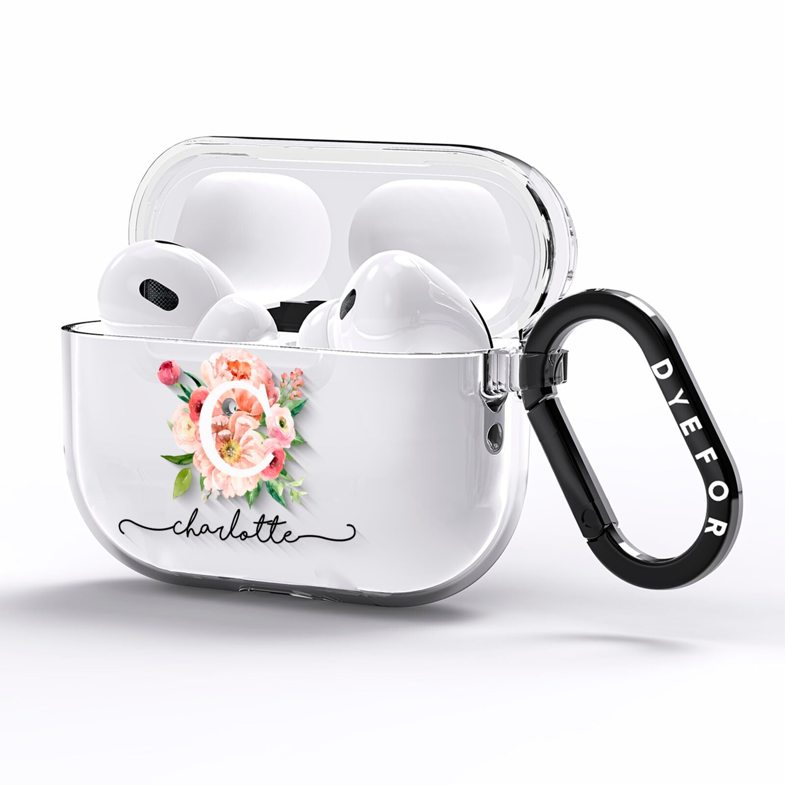 Personalised Floral AirPods Pro Clear Case Side Image