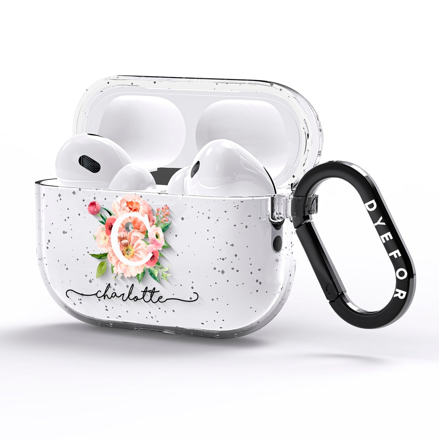 Personalised Floral AirPods Pro Glitter Case Side Image