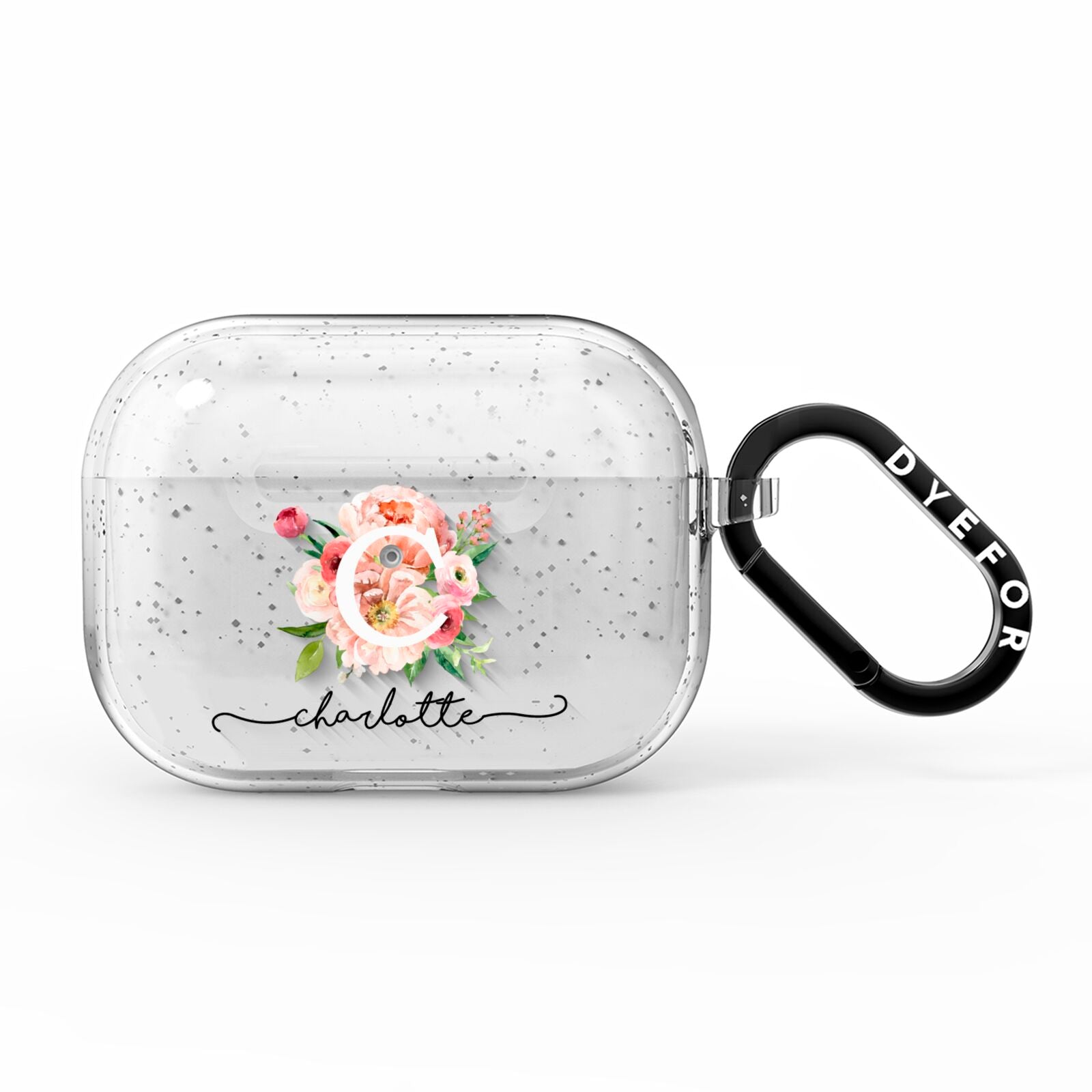 Personalised Floral AirPods Pro Glitter Case