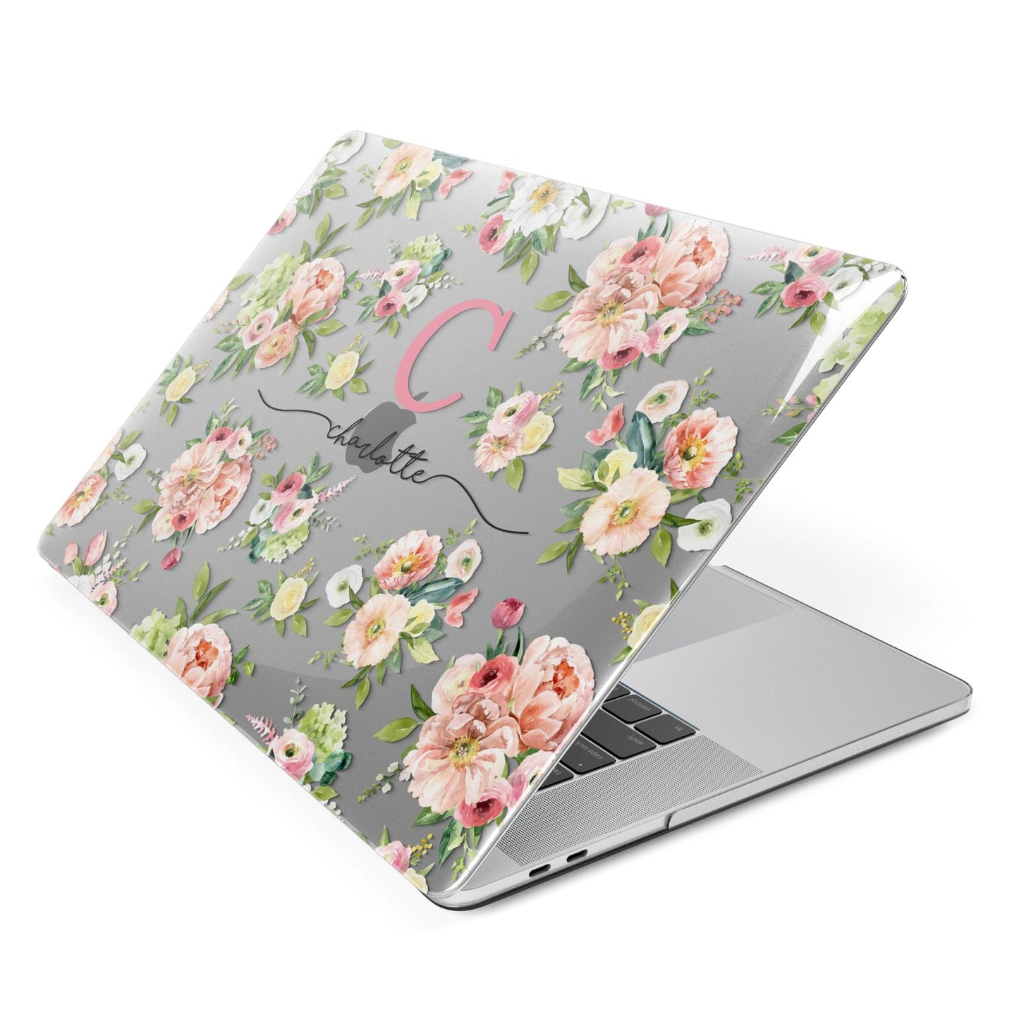 Personalised Floral Apple MacBook Case Side View