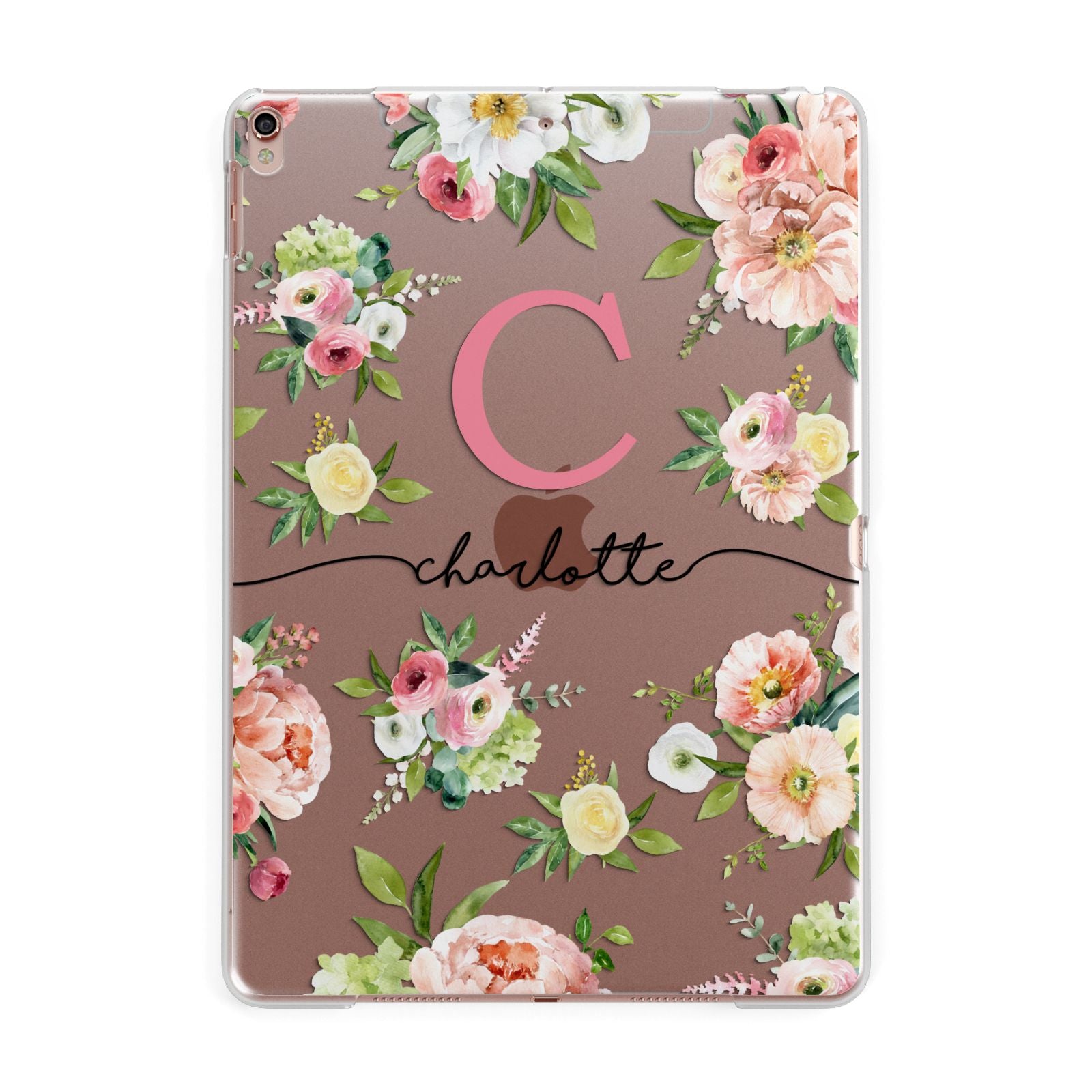Personalised Floral Apple iPad Rose Gold Case