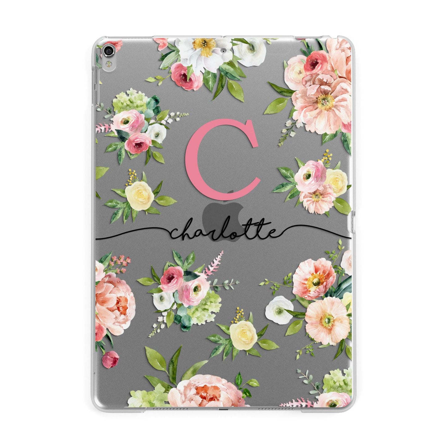 Personalised Floral Apple iPad Silver Case
