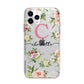 Personalised Floral Apple iPhone 11 Pro Max in Silver with Bumper Case