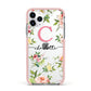 Personalised Floral Apple iPhone 11 Pro in Silver with Pink Impact Case