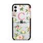 Personalised Floral Apple iPhone 11 in White with Black Impact Case