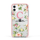 Personalised Floral Apple iPhone 11 in White with Pink Impact Case