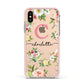 Personalised Floral Apple iPhone Xs Impact Case Pink Edge on Gold Phone
