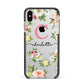 Personalised Floral Apple iPhone Xs Max Impact Case Black Edge on Silver Phone
