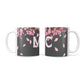 Personalised Floral Blossom Black Pink 10oz Mug Alternative Image 3
