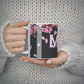 Personalised Floral Blossom Black Pink 10oz Mug Alternative Image 5