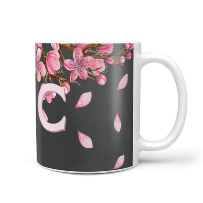 Personalised Floral Blossom Black Pink 10oz Mug