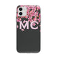 Personalised Floral Blossom Black Pink Apple iPhone 11 in White with Bumper Case