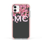 Personalised Floral Blossom Black Pink Apple iPhone 11 in White with Pink Impact Case