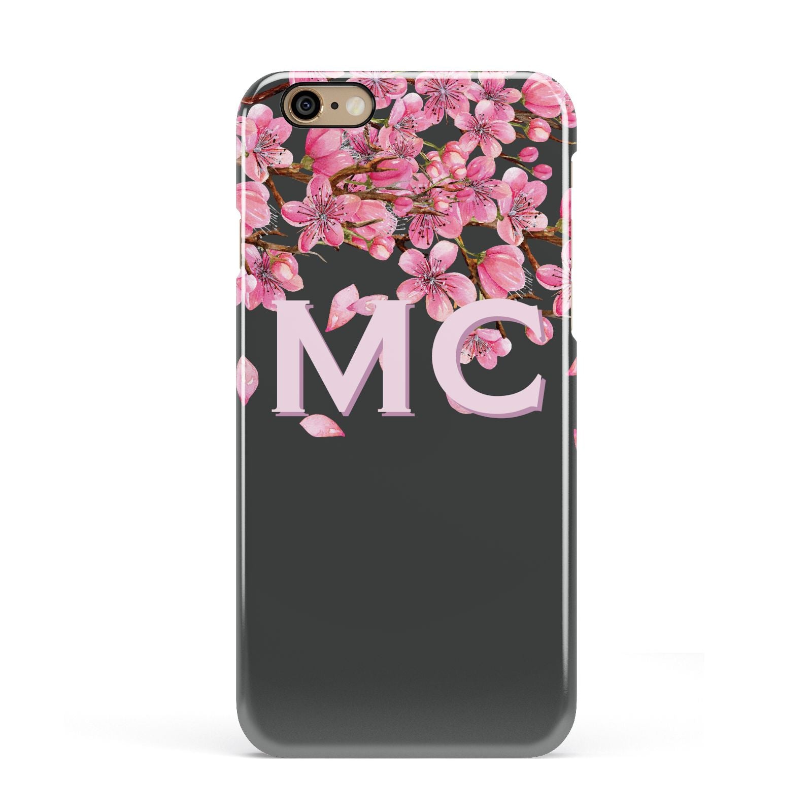 Personalised Floral Blossom Black Pink Apple iPhone 6 3D Snap Case