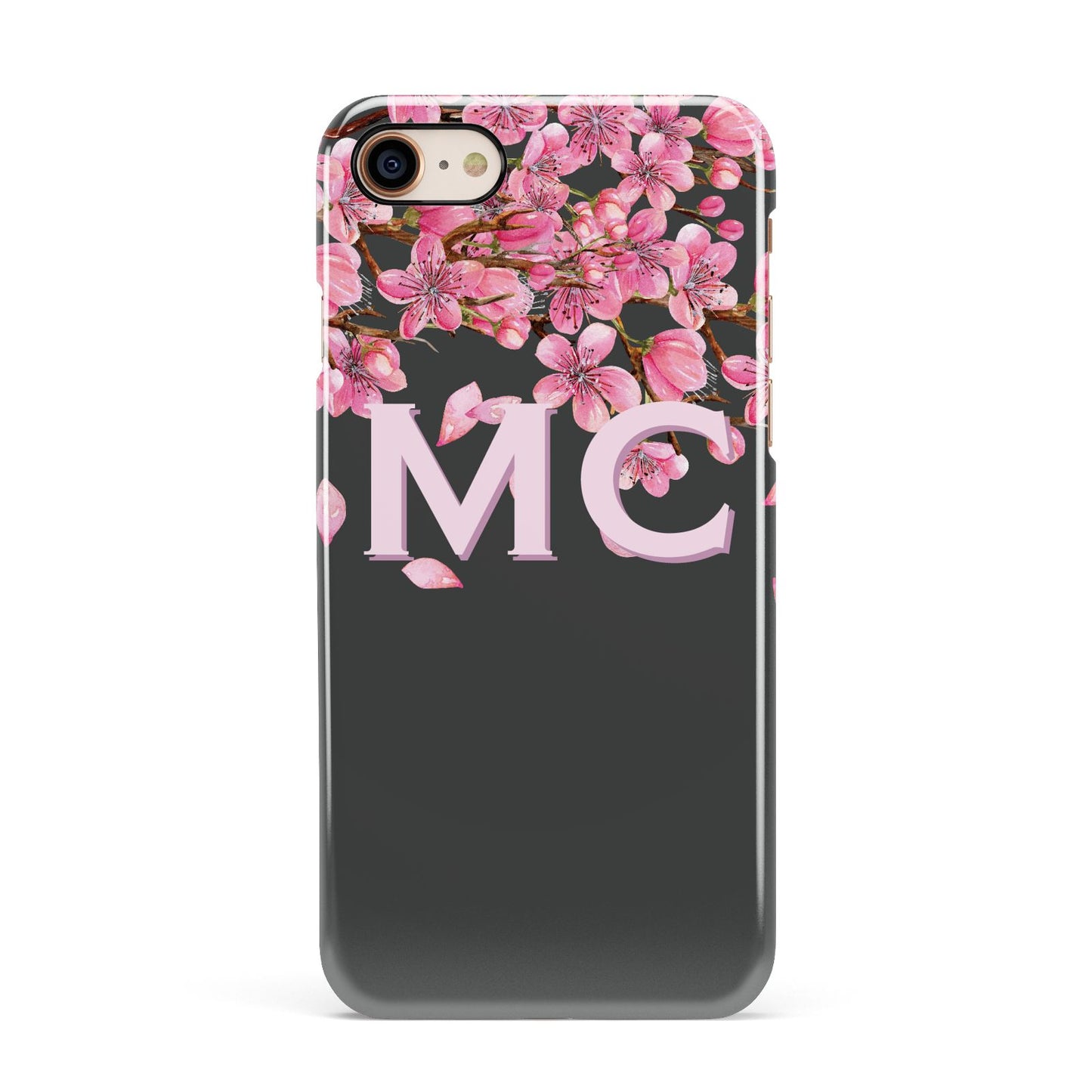 Personalised Floral Blossom Black Pink Apple iPhone 7 8 3D Snap Case