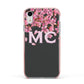 Personalised Floral Blossom Black Pink Apple iPhone XR Impact Case Pink Edge on Silver Phone