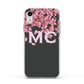 Personalised Floral Blossom Black Pink Apple iPhone XR Impact Case White Edge on Silver Phone