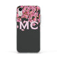 Personalised Floral Blossom Black Pink Apple iPhone XR Impact Case White Edge on Silver Phone