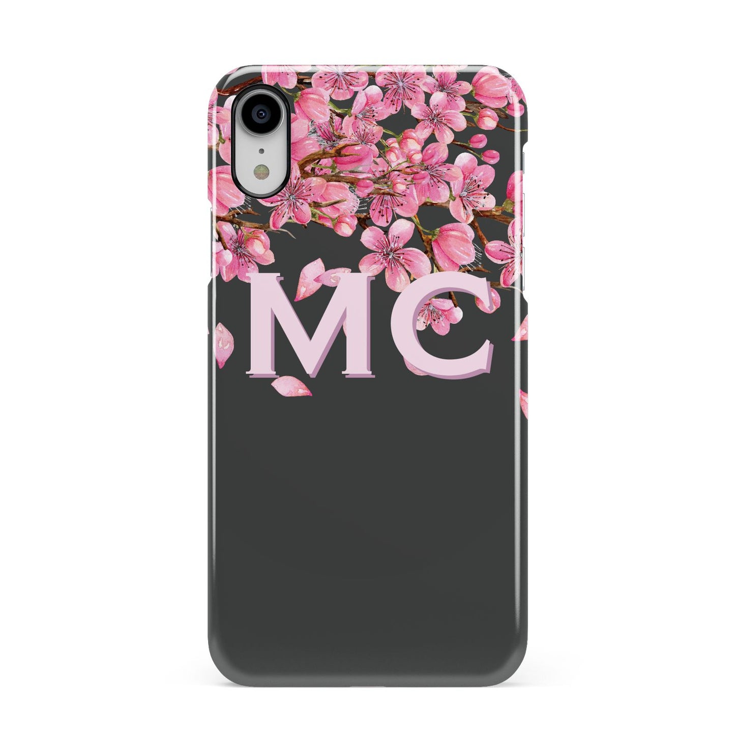 Personalised Floral Blossom Black Pink Apple iPhone XR White 3D Snap Case
