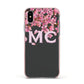 Personalised Floral Blossom Black Pink Apple iPhone Xs Impact Case Pink Edge on Silver Phone