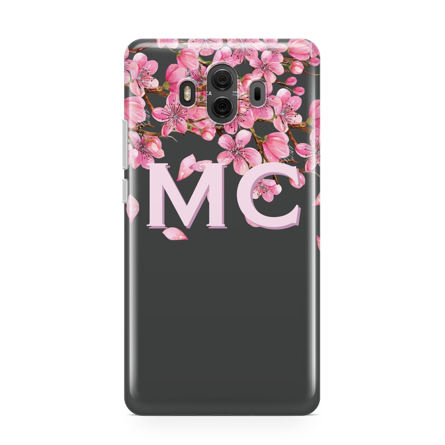 Personalised Floral Blossom Black Pink Huawei Mate 10 Protective Phone Case
