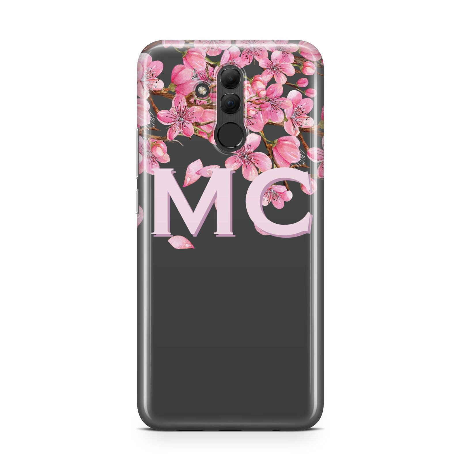 Personalised Floral Blossom Black Pink Huawei Mate 20 Lite