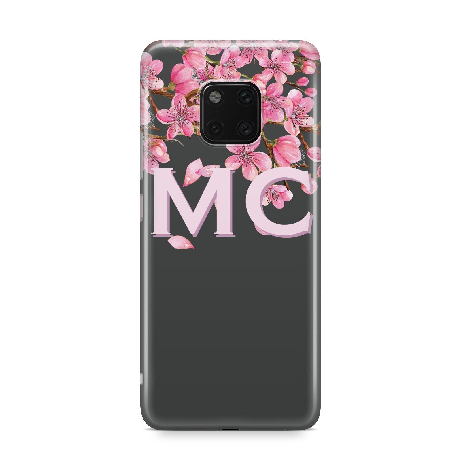 Personalised Floral Blossom Black Pink Huawei Mate 20 Pro Phone Case