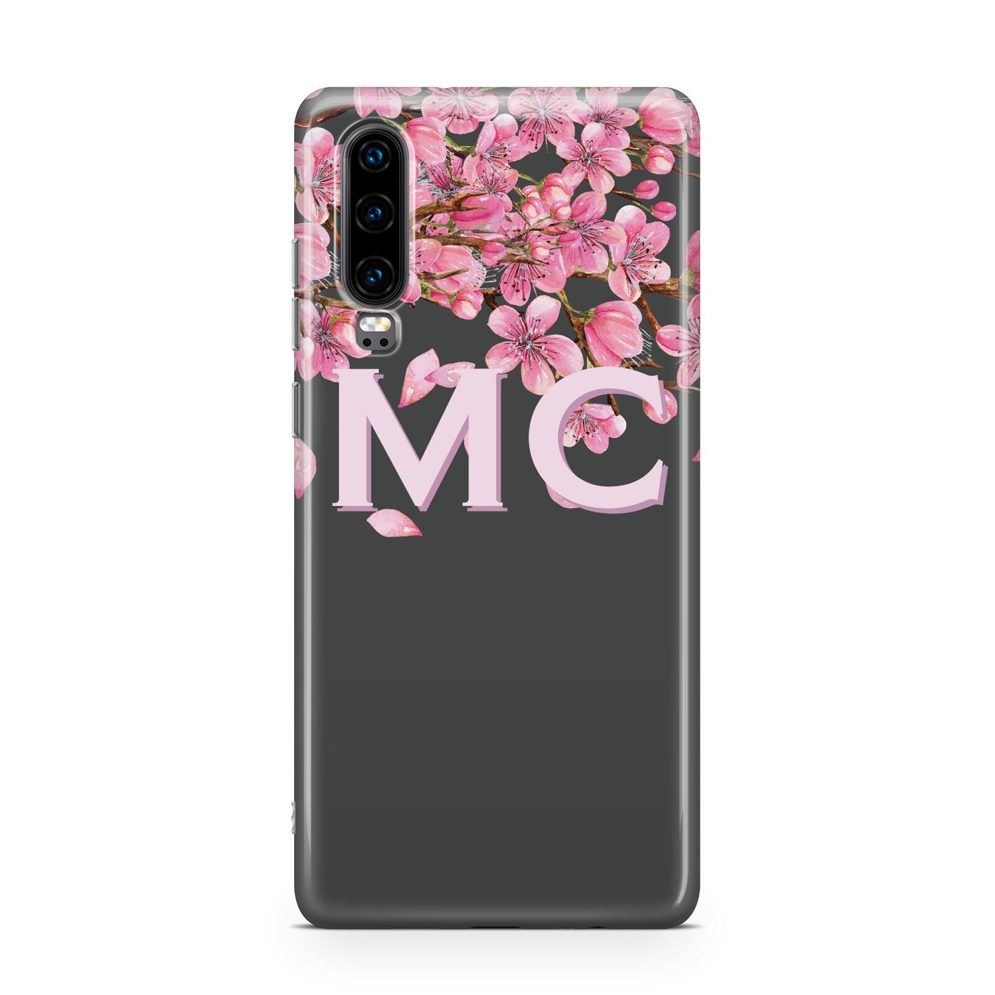 Personalised Floral Blossom Black Pink Huawei P30 Phone Case