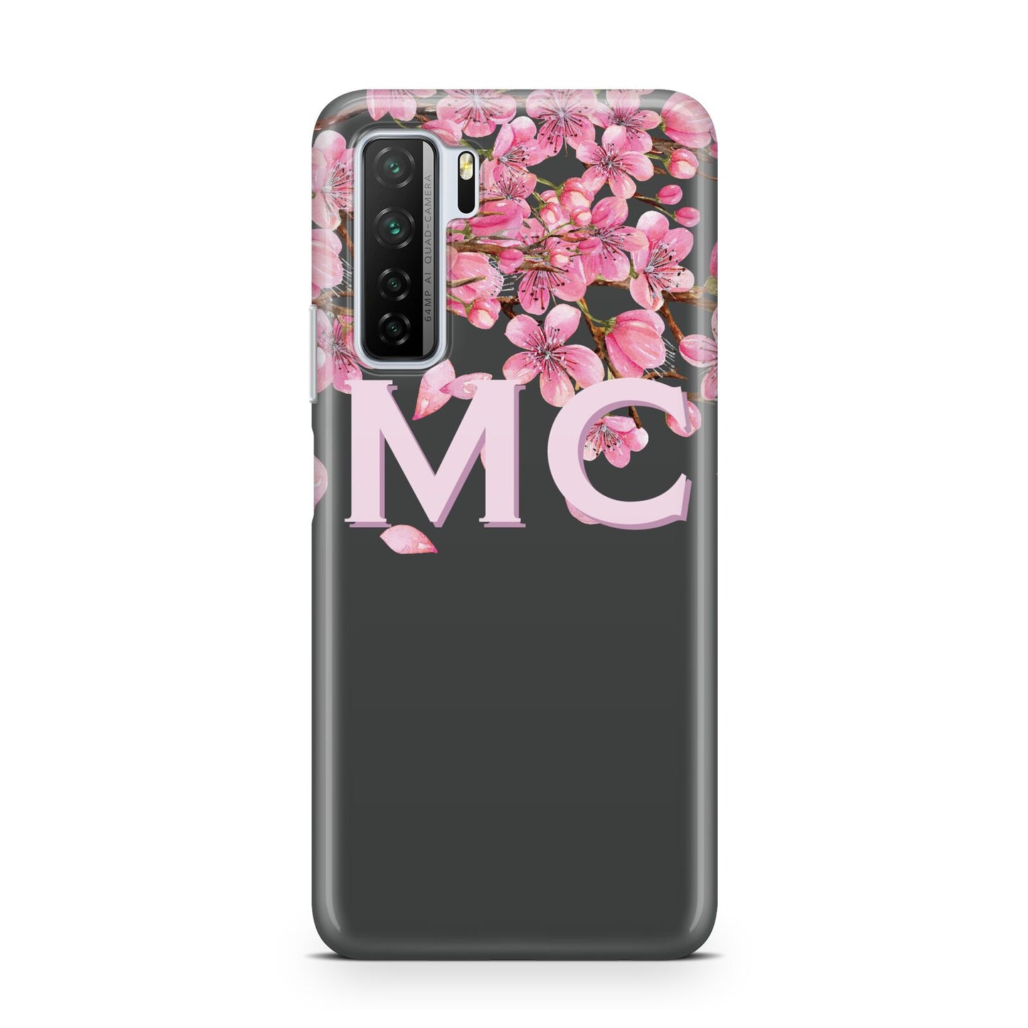 Personalised Floral Blossom Black Pink Huawei P40 Lite 5G Phone Case