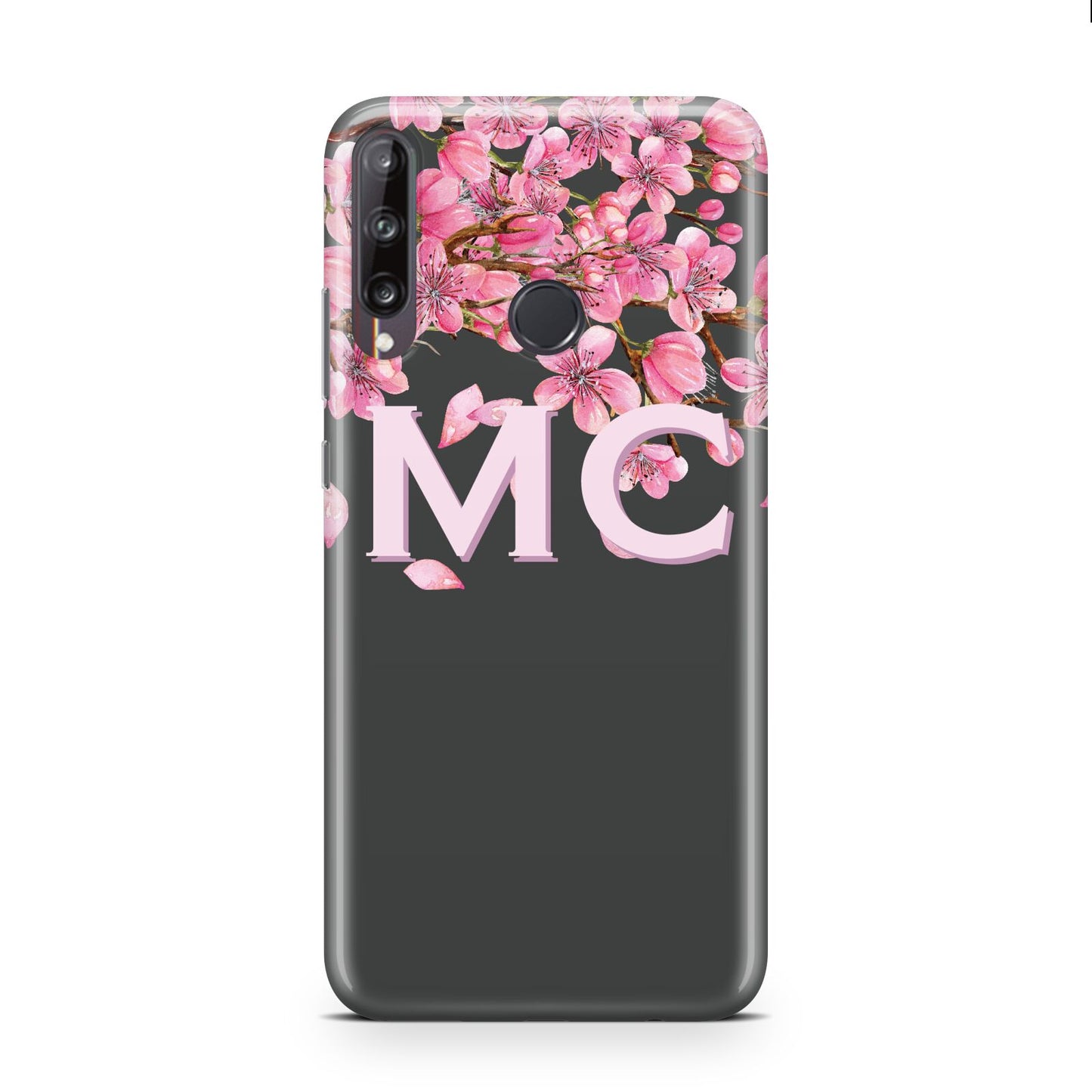 Personalised Floral Blossom Black Pink Huawei P40 Lite E Phone Case