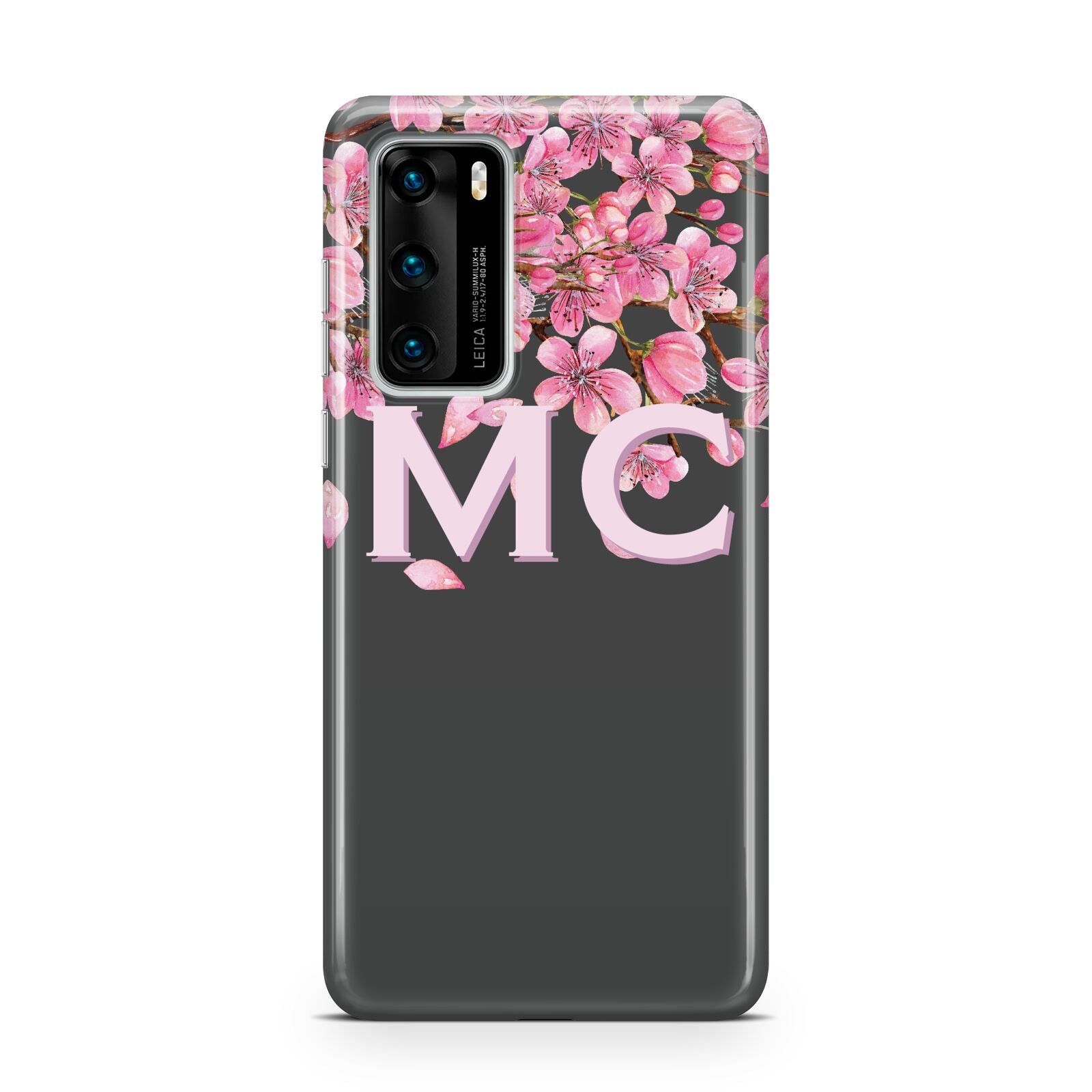 Personalised Floral Blossom Black Pink Huawei P40 Phone Case