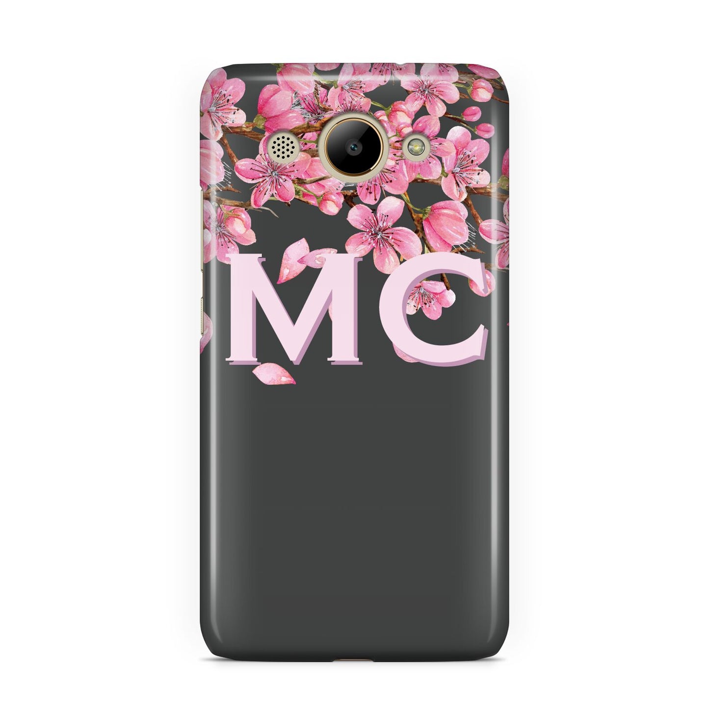 Personalised Floral Blossom Black Pink Huawei Y3 2017