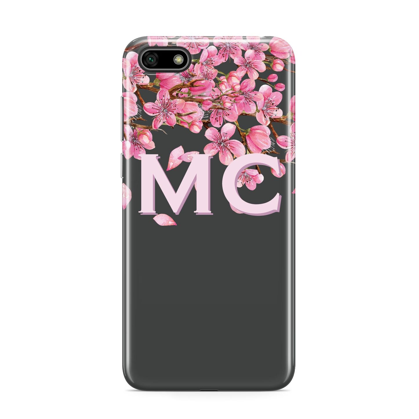Personalised Floral Blossom Black Pink Huawei Y5 Prime 2018 Phone Case
