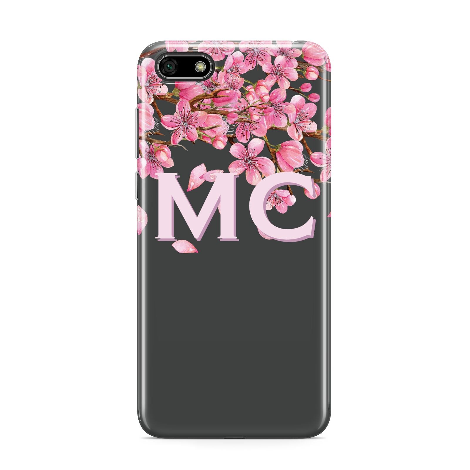 Personalised Floral Blossom Black Pink Huawei Y5 Prime 2018 Phone Case