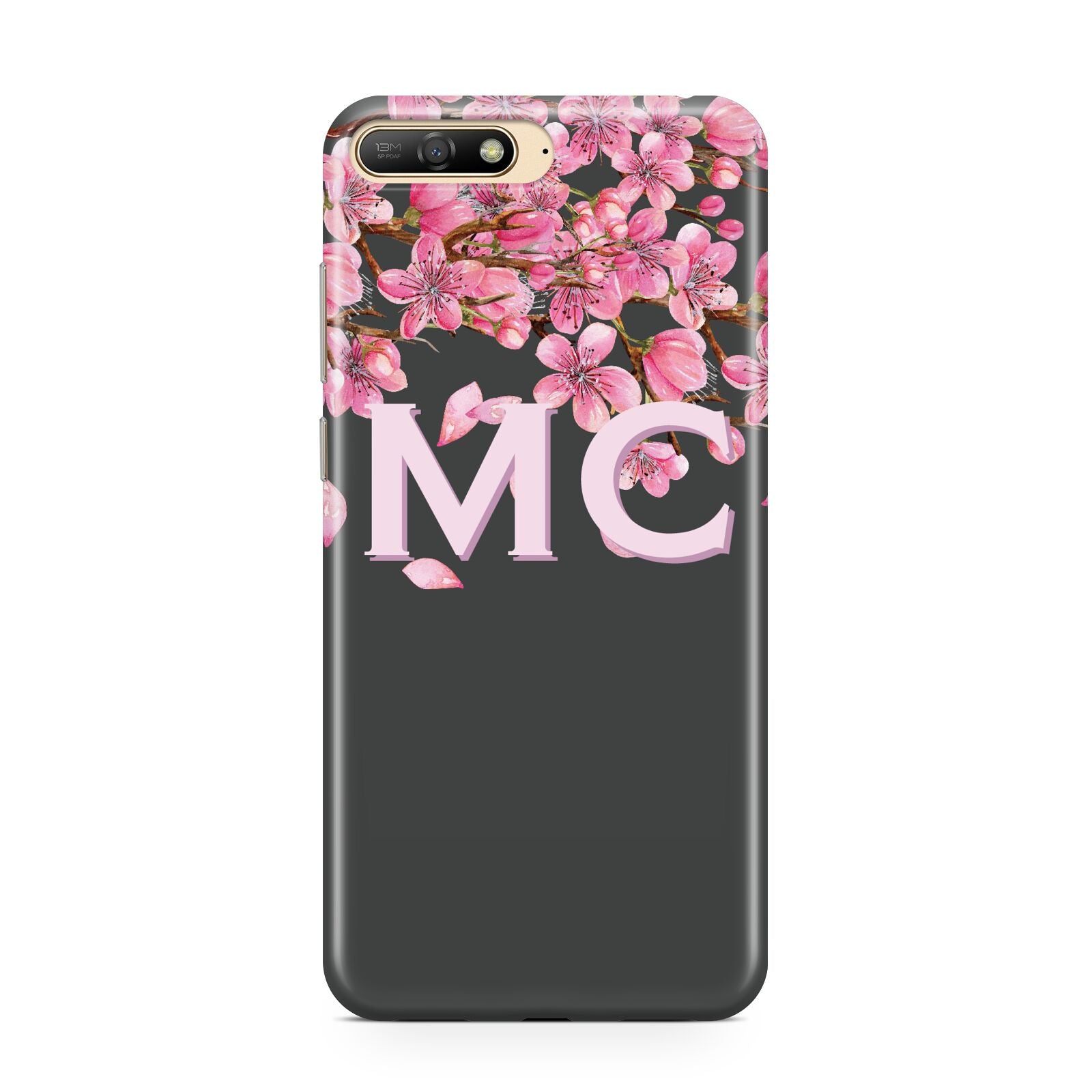 Personalised Floral Blossom Black Pink Huawei Y6 2018