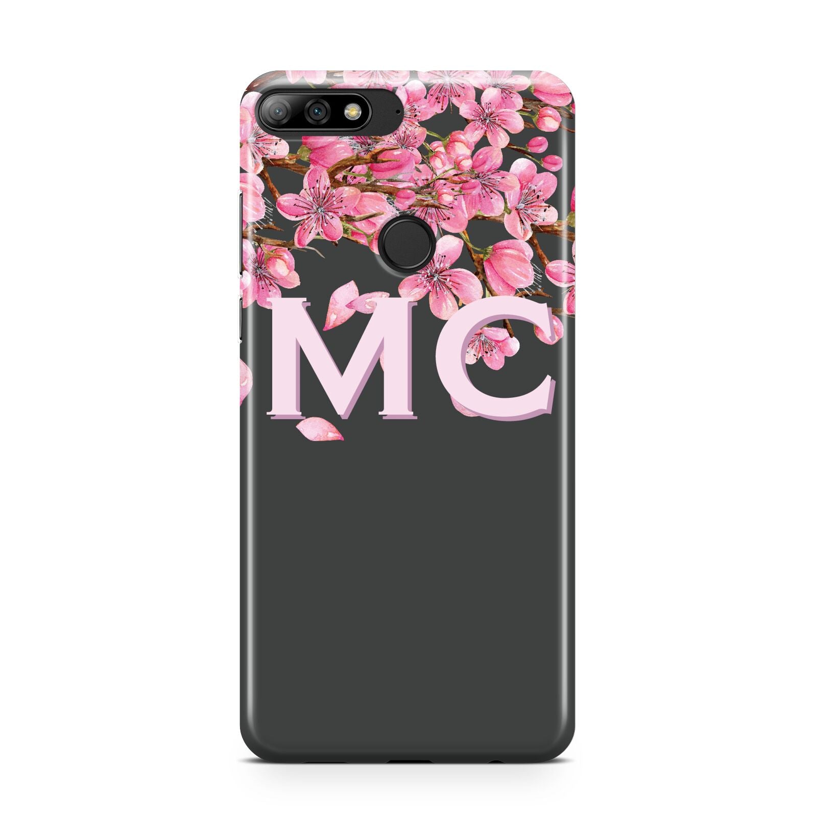 Personalised Floral Blossom Black Pink Huawei Y7 2018